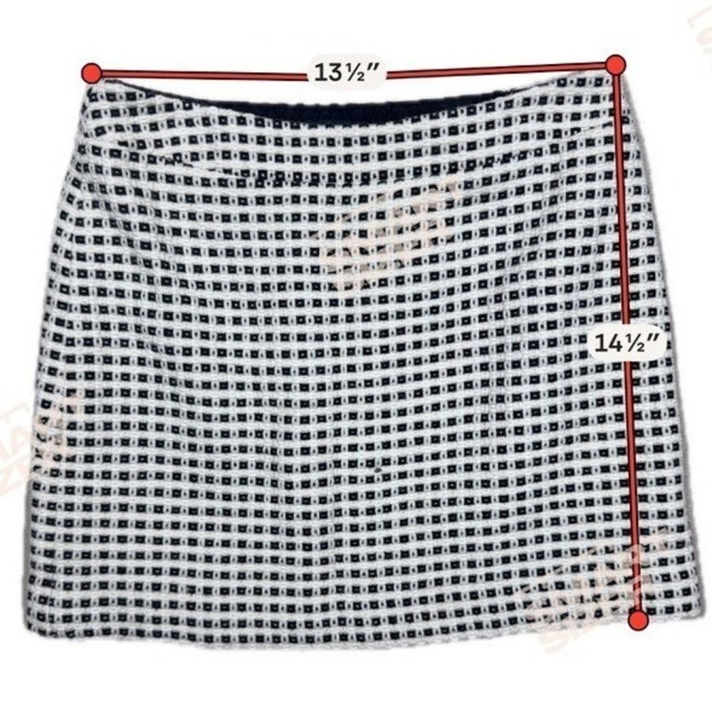 Banana Republic Black White Geometric Mini Skirt Size 0 Tweed Textured Grid - Picture 3 of 5